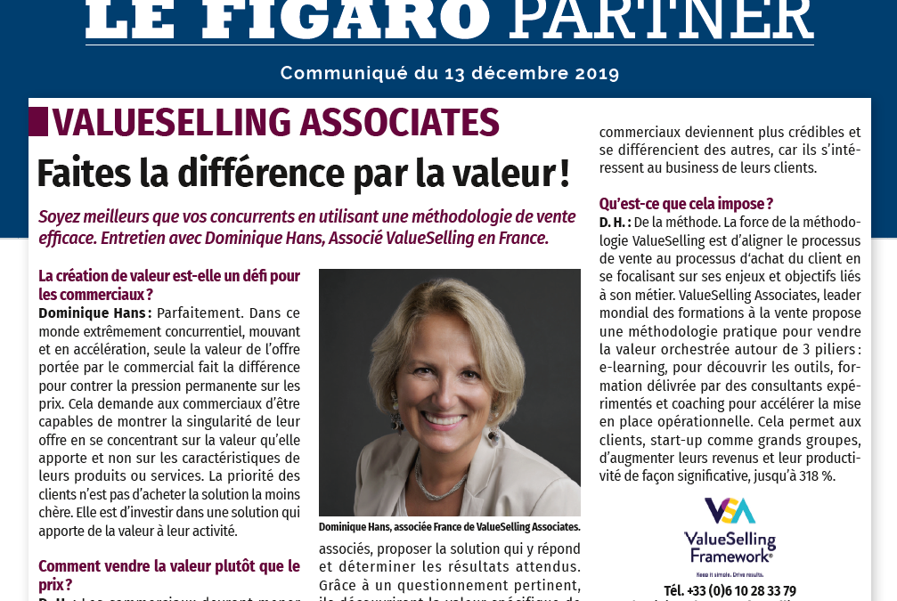 LE FIGARO interviewe Dominique Hans sur la performance commerciale B2B